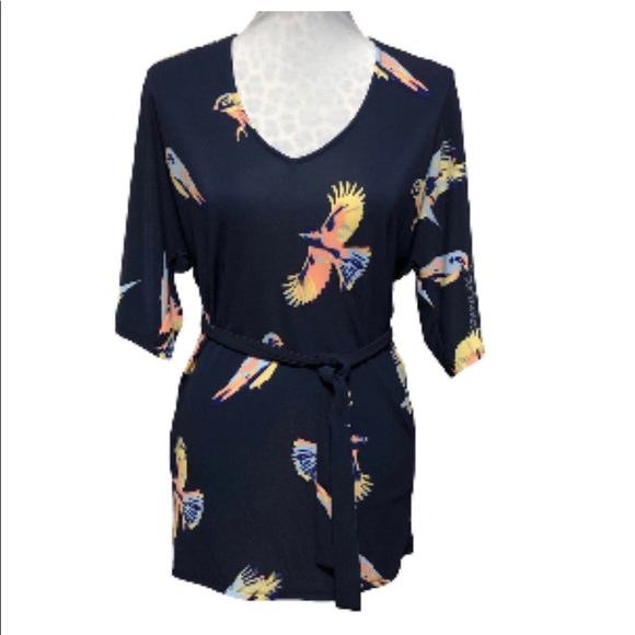 Anthropologie Tops - Anthropologie Deletta Bird print blouse/tunic